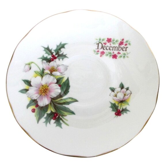 Duchess Holly Teacup & Saucer - Vintage Fine Bone English China - December Birth - Picture 4 of 7